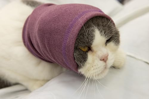Image of Cat Snood Cover Noise Cancelling Ear Wrap Neck Cat Head Cover Ear Wrap for Baths Pail Lilac S