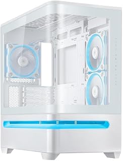ASUS Prime AP202 ARGB (Blanc) – Boîtier PC mATX (Verre incurvé trempé, Prend en Charge Les Cartes Graphiques jusqu'à 420 mm, radiateurs de 360 mm de Long, 3 Ventilateurs ARGB intégrés) - 1