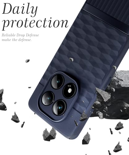 Image of WOW IMAGINE Back Cover for Mi Redmi Note 15 5G 2025 | Poco M8 5G with Hexa Cube Design | Slim Soft Rubberised Case | Inner Velvet Fabric | Silicone Flexible Mobile Case | Camera Protection - Blue