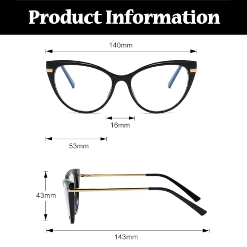 Image of LJCZKA Blue Light Blocking Glasses Women Anti Eye satrain Computer Cat eye Eyeglasses Cateye Clear Frame