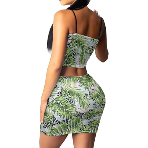 Image of 2025 Sexy Spaghetti Strap Crop Tops and Bodycon Skirt Casual 2 Piece Set S-4XL