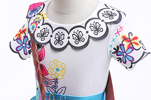 Atimigo Mirabel Dress For Girls, Mirabel Costume, Cartoon Cosplay Outfit Birthday Gift For Girls Kids With Wig Glasses Bag Size 3-4T #TOP3