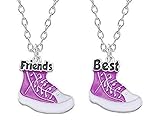 Disfruta de tu negocio Best Friends - Collares para mujer con colgantes para 2 mejores amigos, zapatos vintage, años 80, idea de regalo para niña, color plateado