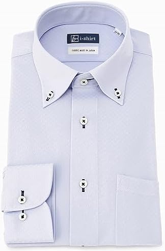 （03:30時点） [アイシャツ] i-Shirt 完全ノーアイロン ストレッチ 超速乾 アイシャツ ワイシャツ メンズ ノンアイロン サックス チェック ボタンダウン 長袖 レギュラーフィット M15120001581 M82(首回り39cm×裄丈82cm)