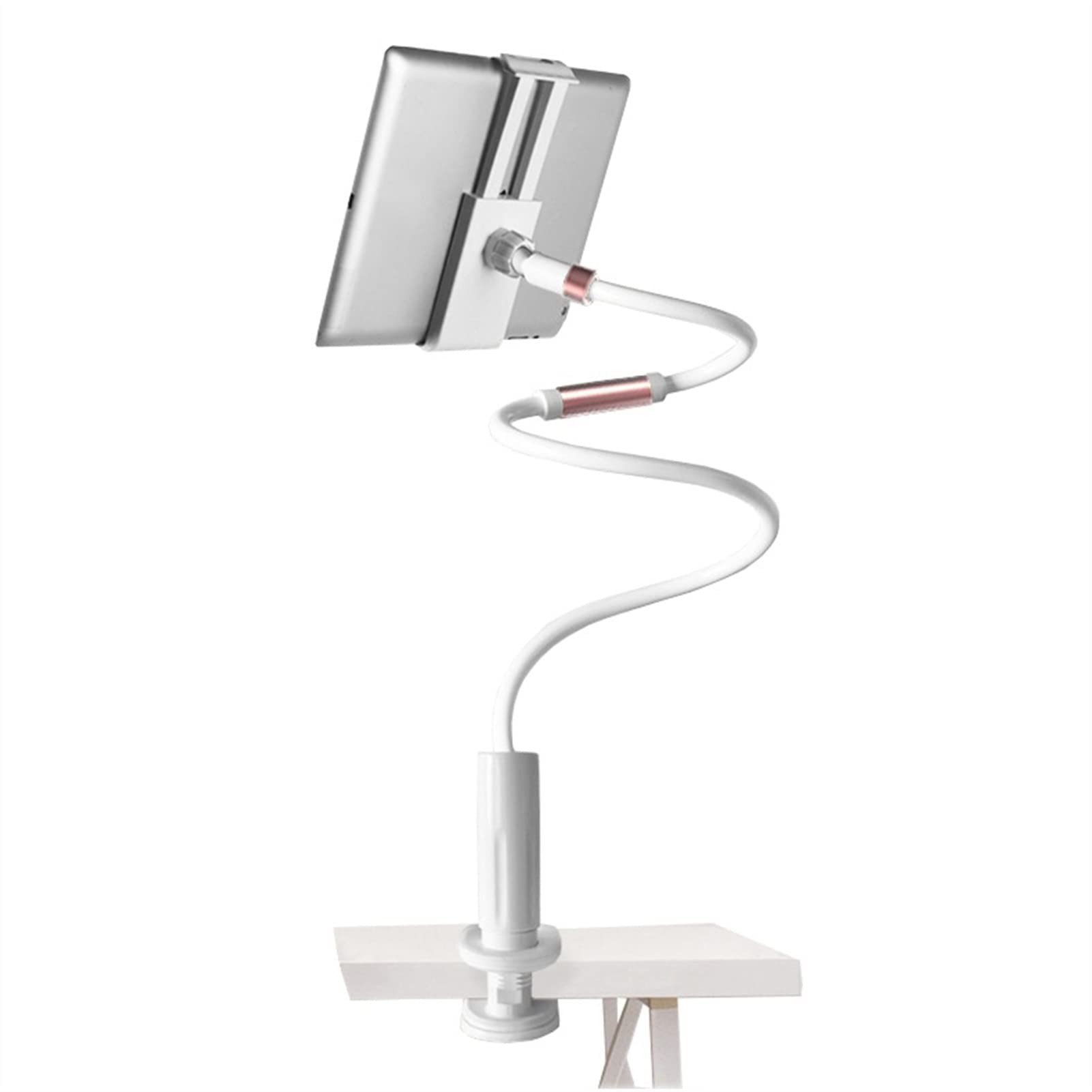 Soporte Tablet Soporte de tableta perezoso flexible, soporte de tableta de clip de brazo de cuello de cisne, soporte de tableta de mesa de cama ajustable for teléfonos y tabletas de 4.0-10.6 pulgadas