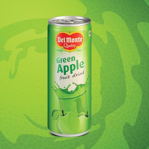 Image of Del Monte Green Apple Fruit Drink (Pack of 18) - Crisp, Tangy & Ideal for Mocktails & Cocktails |No added preservatives