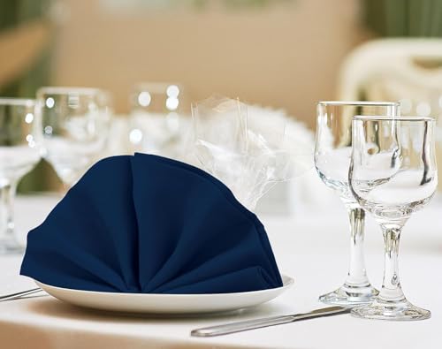 Image of Set of 6 Cloth Napkins for Dining Table Dinner Napkins Cloth 15x15 Party Wedding Cocktails Restaurant Decoration Napkins-Dark Navy Blue