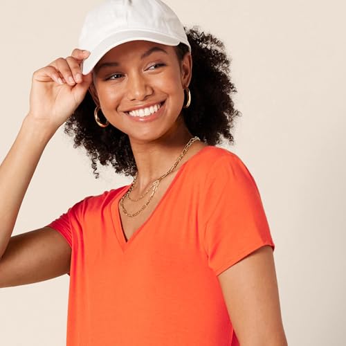 Image of Amazon Essentials Women's Regular Fit Jersey V-Neck Short Sleeve Midi Length T-Shirt Dress, Soft Viscose Stretch Jersey with Side Slits