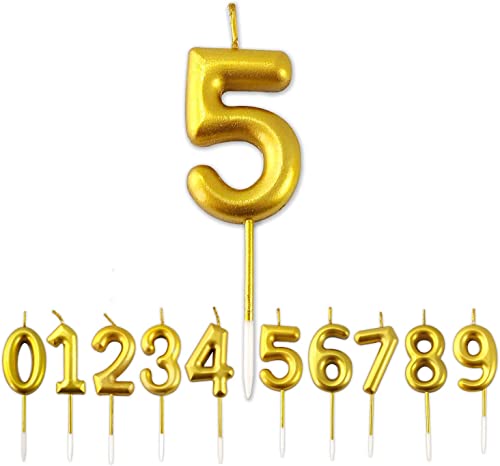 Image of AR Giftzadda 50 Number Golden Chrome Candle /Cake Topper Decorations for 50th Birthday /Anniversary Party Celebrations (50 Number Gold Chrome Candle)