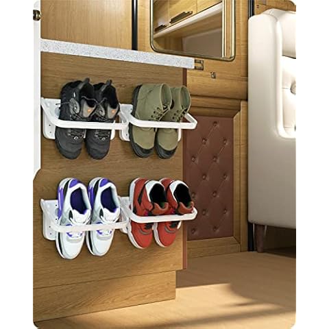 Baffect Wall Hanging Shoes Rack, Door Mounted Plastic Shoe Organizer, RV Camper Folding Shoes Holder for Space Saving Shoes Storage (4 Packs) Cover