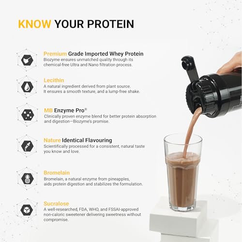 Image of MuscleBlaze Biozyme Performance Whey Protein Powder, Rich Chocolate (500g / 1.1lbs) | 25g Protein Per Scoop | Clinically Tested 50% Higher Protein Absorption
