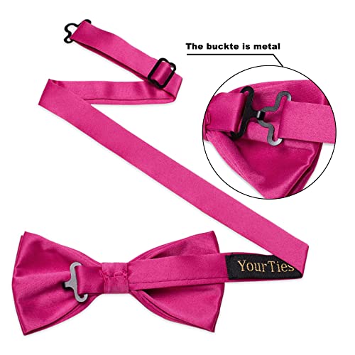 Image of YourTies Bow Ties for Men Pretied Bowties Solid Color Satin Bow Tie Formal Business Tuxedo Wedding Party Prom