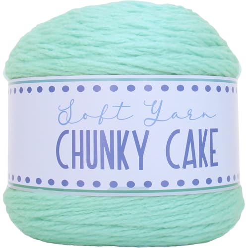 Image of ThreadArt Chunky Yarn Cake for Crochet #6, 300g /316 Yds, Light Aqua 07 | Soft super bulky #6 acrylic yarn cake for blankets, scarves, hats, crochet and knitting. Big 300g cake is machine washable.