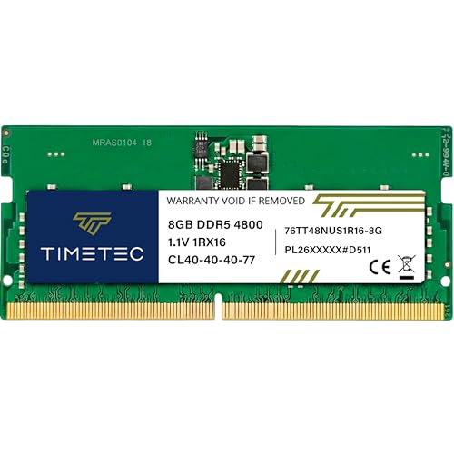 Image of Timetec 8GB DDR5 4800MHz PC5-38400 Unbuffered Non-ECC 1.1V CL40 1Rx16 Single Rank 262Pin SODIMM Laptop Memory RAM Module Upgrade (8GB)