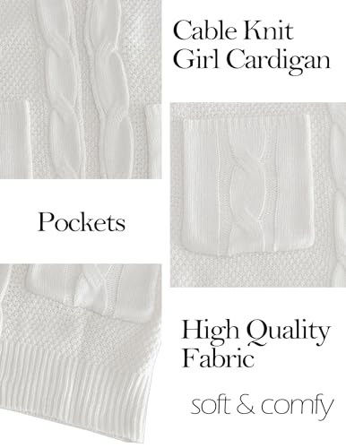 Girls Cardigans Open Front Long Sleeve Cable Knit Cardigan Sweaters Kids Chunky Cute Sweater Coat with Pockets2