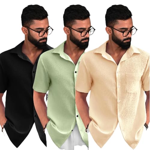 Image of Pinkmint Popcorn Regular Fit Half Sleeve Shirt for Men Combo Casual Shirt ll Sumeer Wear