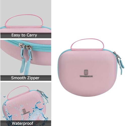 Image of Tourmate Hard Travel Case for Riwbox CT-7 / CT-7S Cat Ear LED Light Kids Wireless Headphones, Protective Carrying Storage Bag （Box for Sale）(Pink&Cyan)