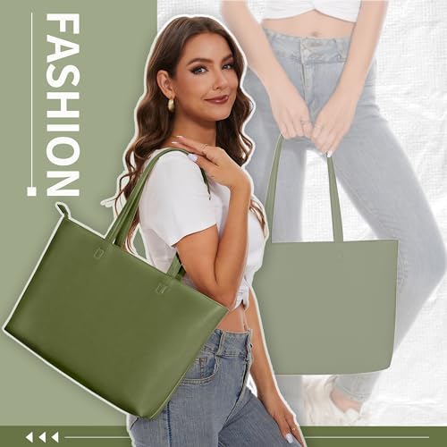 Image of KALIDI Tote Bag Zipper Shoulder Bag Faux Leather Purses Satchel for Women Casual Handbag Work Dating College