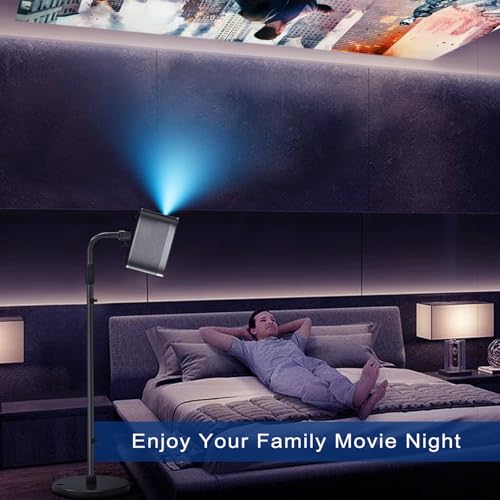 Jubor Beamer Ständer, Projektor Boden Halterung Höhenverstellbar 80-120 cm, Projektor Bodenständer 360° Schwenkbar, Decken Beamer Halterung für Heimkino, Spielzimmer, Büro