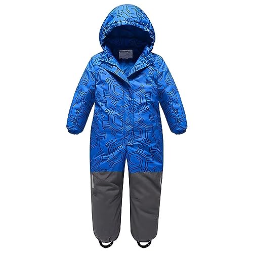 linboo Combinaison de Ski Enfant, Labyrinthe Bleu, 3-4 ans