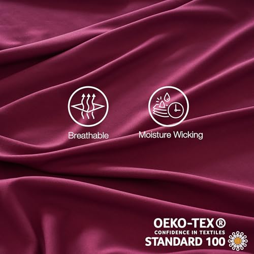 Yibeizi Fuchsia Full Sheet Set,Soft Microfiber Cooling Bed Sheets,4 Pieces Kids Deep Pocket Fitted Bedsheet Flat Sheet & Pillowcases by Yibeizi - Used condition - Image 4