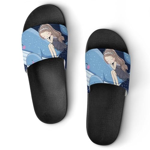 Claquettes baleine femme contre les glissades : sandales de bain et pantoufles maison