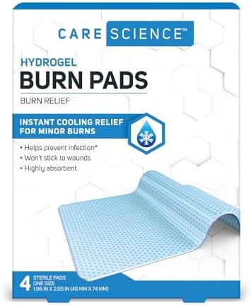 Care Science Burn Dressing Hydrogel Sterile Cool Pads, 4 ct (2" X 3")