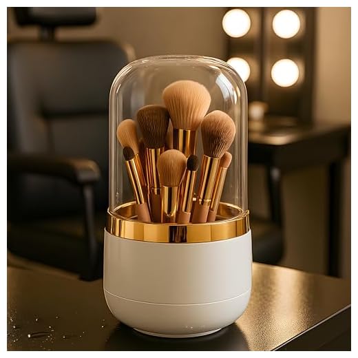 Organizador De Maquiagem Premium Giratório 360°, Com Tampa Acrílica, Divisórias Internas, Base Antiderrapante, Porta Pincel Compacto E Portátil Para Viagem, Marca VARENZIA