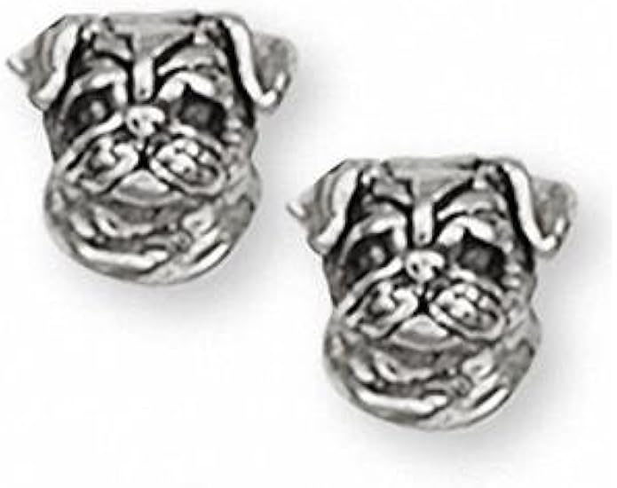 pug earrings sterling silver