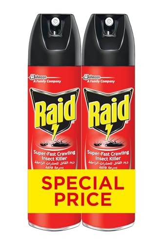 Raid Crawling Insect Killer Fast Kill Spray Kills Cockroaches Ants Crickets & More Long-Lasting Bug Killer for Indoor Use 300 ml Pack of 2