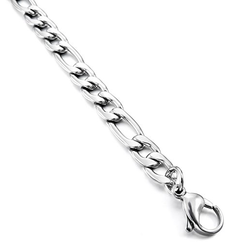 Inblue Men's 6Mm Wide Stainless Steel Necklace Figaro Chain Link Silver Tone 14~40 Inch #TOP2