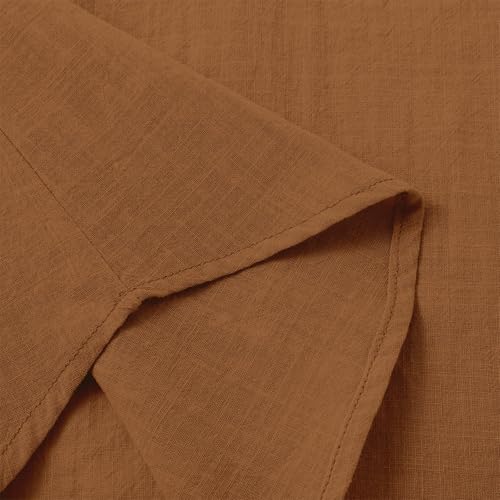 Linen Button Down Shirt Girls Short Sleeve Cotton Blouses V Neck Collared Summer Beach Solid Short Sleeve Tops4