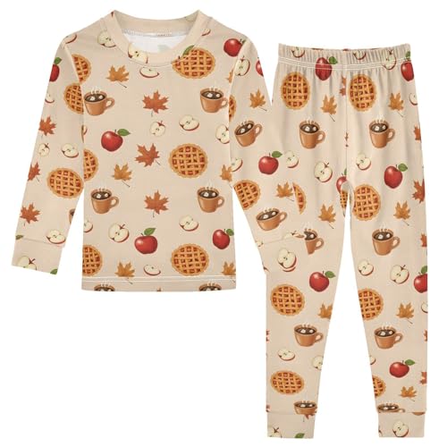 Pajama Sets Long Sleeve Autumn Fruit Food Pattern Soft Comfy Sleepwear 2 Piece PJS 3-8T