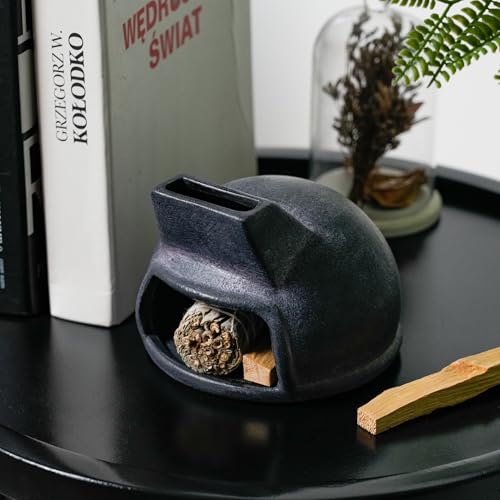 Terracotta Palo Santo Holder, Mini Mexican Style Chiminea Clay Incense Burner, Ceramic Aromatherapy Holder for Meditation, Yoga, Home Decor, Unique Meditation Gift