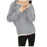 [Gabrioir] パーカー レディース ジップアップ 長袖 薄手 立ち襟 無地 防寒 おしゃれ ゆったり 可愛い きれいめ 体型カバー ボーダー パーカー 長袖 レディース ゆったり プルオーバー 春 かわいい 着痩せ レディース トップス トレーナー カジュアル ボーダー柄 長袖tシャツ スウェット クルーネック トップス カットソー 大きいサイズ 体型カバー おしゃれ (L/ブルー)