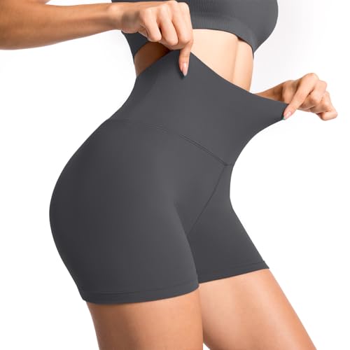 Sanpetix Gym Shorts for Women, Black Cycling Shorts for Biker Workout Grey 1 Pack SM