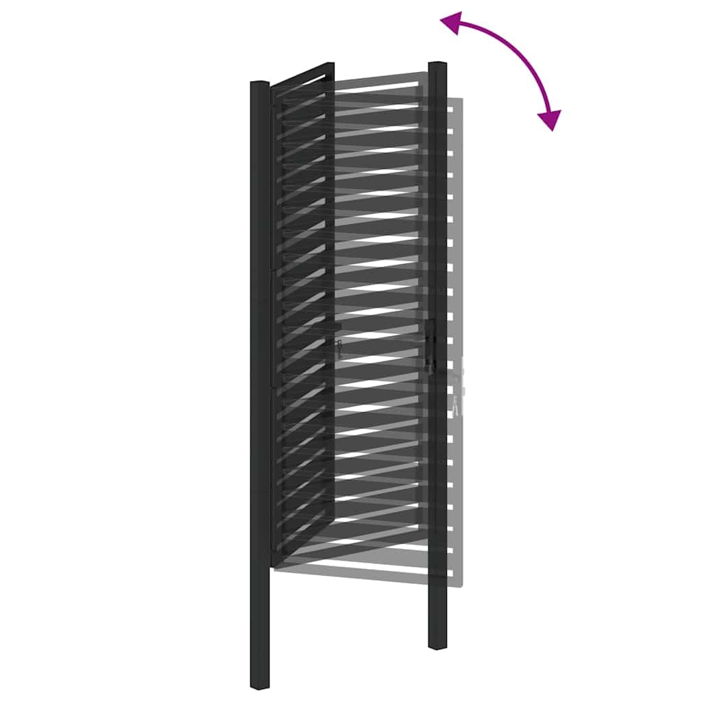 vidaXL Puerta de jardín con Cerradura de Aluminio Negra 100x200 cm, Puerta de jardín de Metal, Puerta de jardín Delantera, Puerta de Seguridad