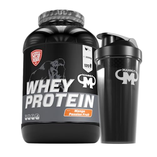 3kg Mammut Whey Protein Eiweißshake - Set inkl. Protein Shaker, Riegel, Powderbank oder Tasse (Mango Passion Fruit, Gratis Mammut Shaker) 3kg Mammut Whey Protein Eiweißshake - Set inkl. Protein Shaker, Riegel, Powderbank oder Tasse (Mango Passion Fruit, Gratis Mammut Shaker)