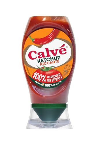 Calvé Ketchup Piccante, Formato 250 ml, Ketchup Piccante, 100% Ingredienti Naturali, Pensato per Burger e Grigliate di Carne, Vegano