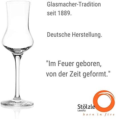 STÖLZLE LAUSITZ Szklanki Grappa, zestaw 6 sztuk, kieliszki do napojów z trzonkiem, szklanki do likieru, 90 ml, nadaje się do mycia w zmywarce, jak dmuchane ustami, doskonała jakość premium