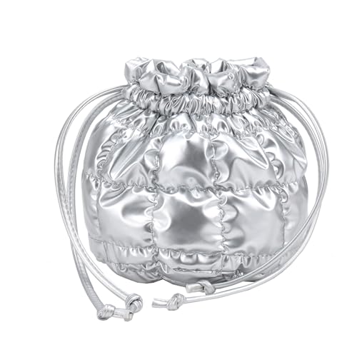 Stylish Quilted Bag For Women Puffer Bucket With Drawstring Spacious Shoulder Bag For Work School Outdoor Activities Women's