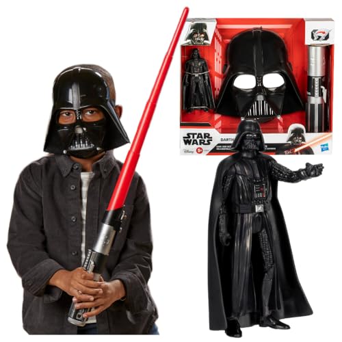 Pack Côté obscur Dark Vador, sabre laser rouge, masque Dark Vador et figurine de 15 cm, accessoire, des 4 ans, Star Wars