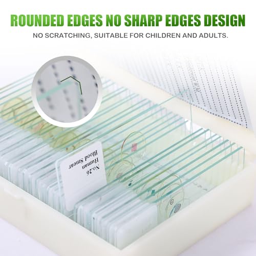 Image of 60 Pieces Prepared Microscope Slide Set with Specimens, Plant Animal Cell Science Education Microscope Slides for Bioscience Labs