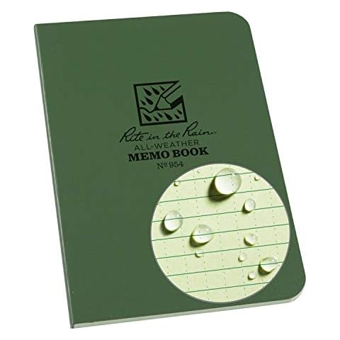 ‎Rite in the Rain Weatherproof Soft Cover Pocket Notebook, 3 1/2" x 5", Green Cover, Universal Pattern (No. 954) Cover