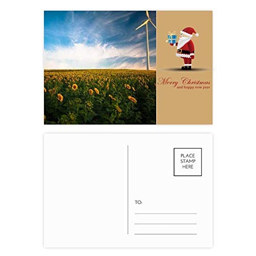 Cartes postales Sunflowers Nuages Bleu ciel avec Père Noël pour vœux et décoration