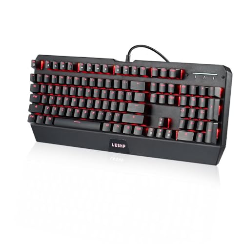 Aotecno Teclado Para Juegos Mecánicos, Larga Vida Útil Con Cable Usb Monocromo Rojo Led Retroiluminación Luminiscente Multimedia Teclado Mecánico Para Juegos De Escritorio