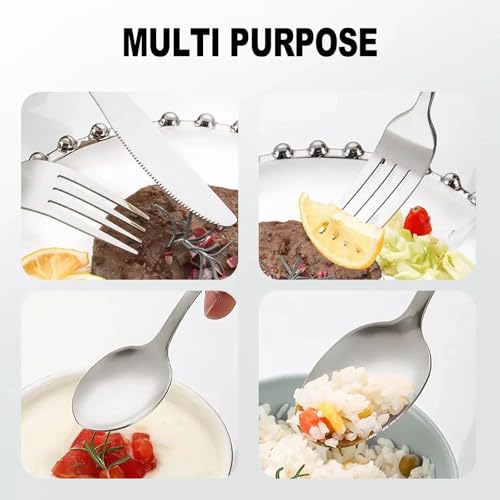 Image of aDai Sterling Silver Silverware Set, Satin Finish | 40-Piece Stainless Steel Flatware Set | Dishwasher Safe Kitchen Cutlery for Home, Restaurant & Gifting