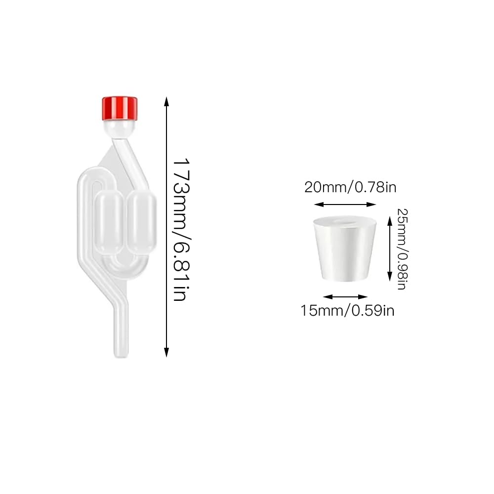 Mocrop 4 Stück Gärröhrchen Gärset, Gärspund Gummistopfen Mit Deckel ärspund mit 4 Gummistopfen Verschlusskappe für Reine Saftgärung, Brauen von Bier,Wein, Kimchi