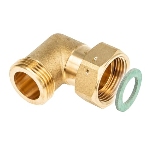 tecuro Ángulo de 90°, 1 pulgada AG x tuerca de unión de 1 pulgada (sellado plano) – MS-blank CW617N según el reglamento de agua potable 50930-6,