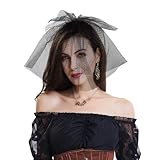 CHIC DIARY Bridal Veils for Halloween Women Birdcage Mesh Face Veil with Hair Clip for Bride Tea Cocktail Party Wedding (Black)